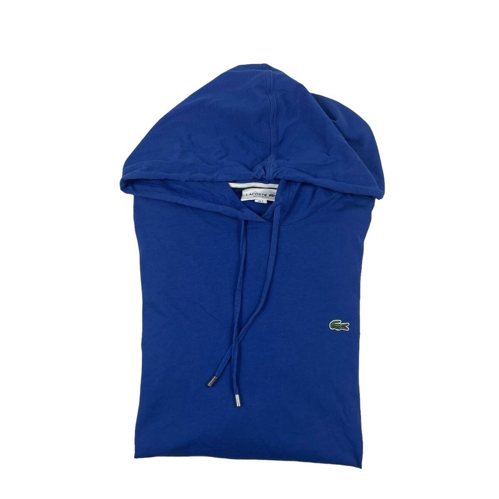 Lacoste Mens Blue Lightweight Cotton Hooded Sweater FA10614 Size Small